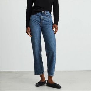 Everlane The 90’s Way-High Jean Organic Cotton 31 Regular Worn In Blue Denim